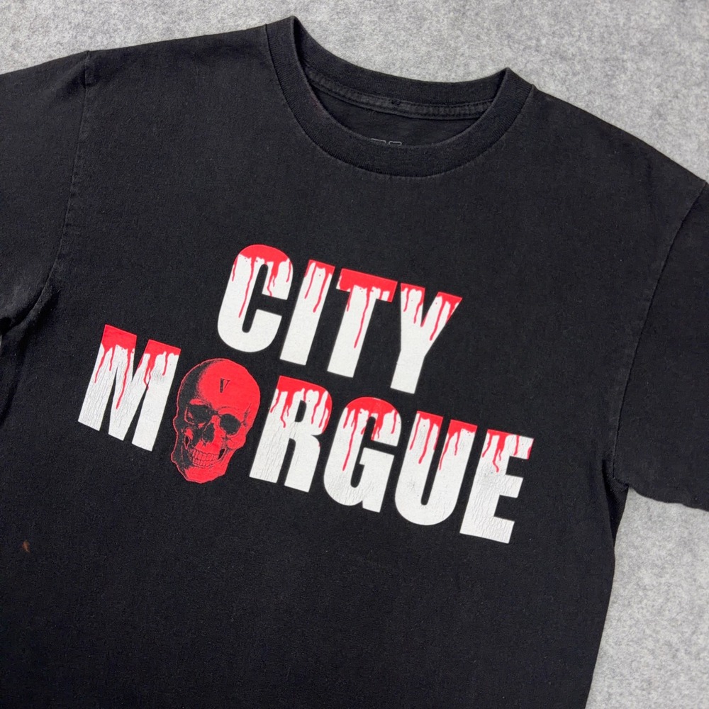 Vlone Shirt Men Medium M Black City Morgue Drip Skull Graphic Hip Hop Rap Cotton